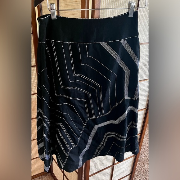 90s vintage Willi Smith vintage black w/ white stitching geometric circle skirt - Picture 8 of 8